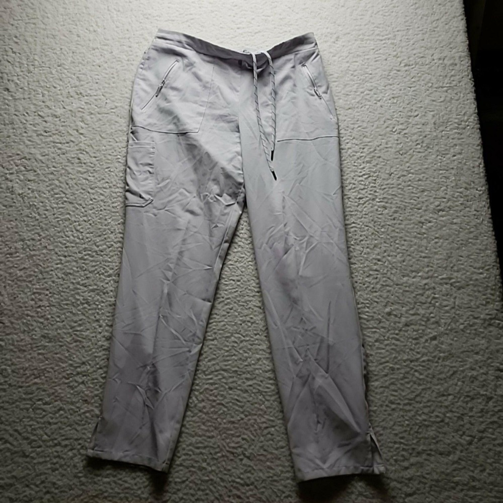 Barco Unify Cargo Pants Mens 33x26 White Stretch Scrub Elastic Waist Pockets